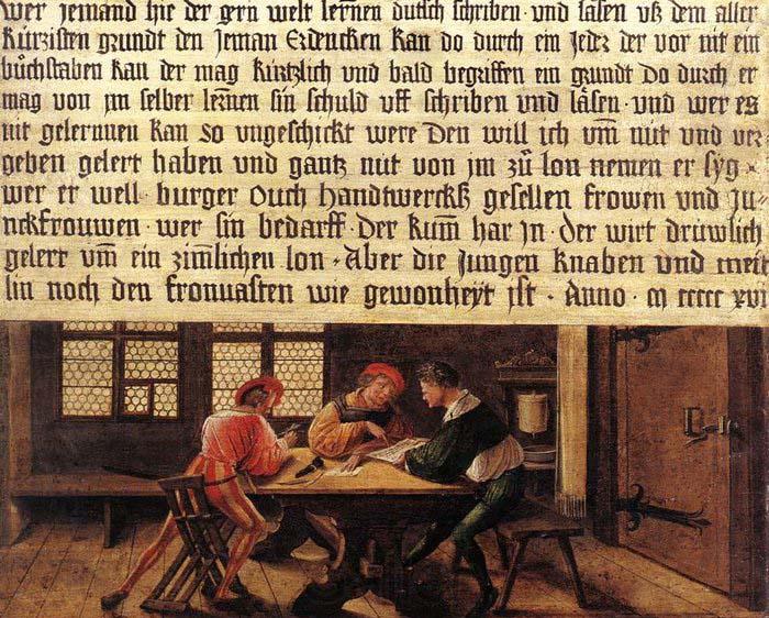HOLBEIN, Hans the Younger Signboard for a Schoolmaster Spain oil painting art